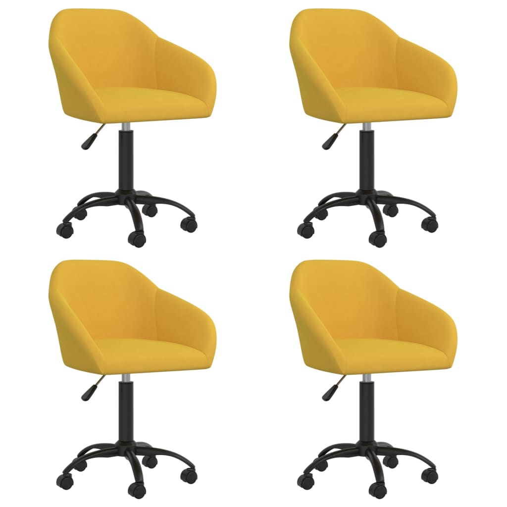 Otáčacie jedálenské stoličky 4 ks žlté zamatové
