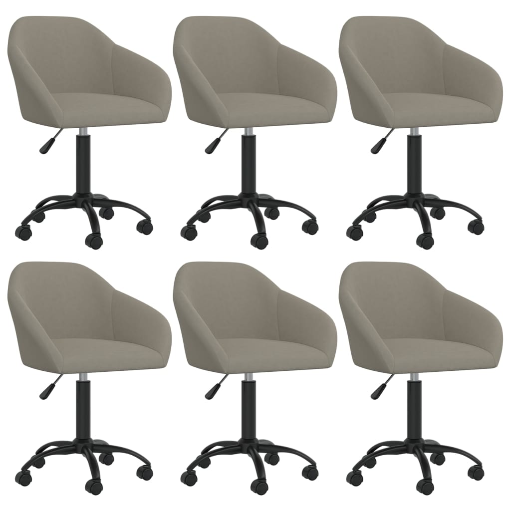 Chaises pivotantes à manger lot de 6 gris clair velours