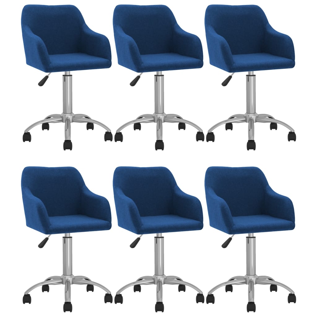 vidaXL Scaune de masă pivotante, 6 buc., albastru, textil vidaXL imagine noua 2022