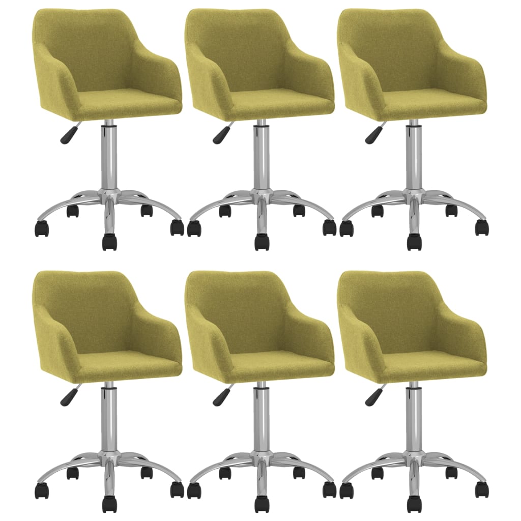 Cadeiras de jantar giratórias 6 pcs tecido verde