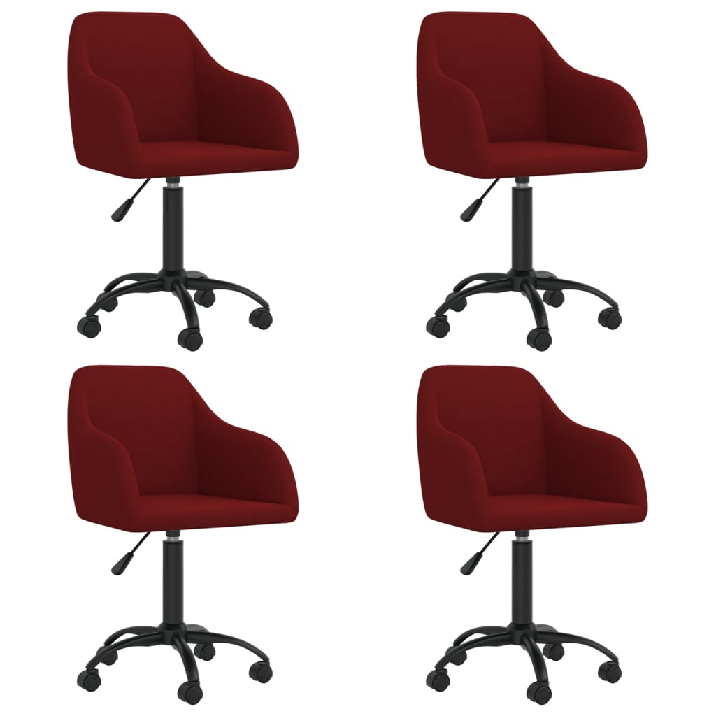 Cadeiras de jantar giratórias 4 pcs veludo vermelho tinto