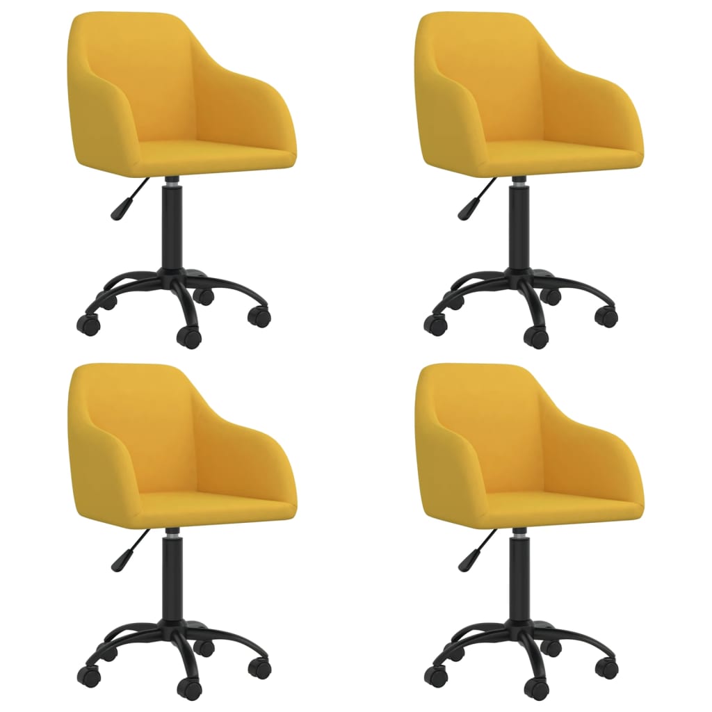 Cadeiras de jantar giratórias 4 pcs veludo amarelo