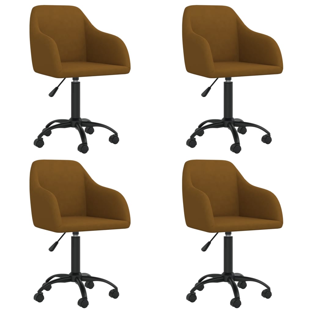 Chaises pivotantes à manger lot de 4 marron velours