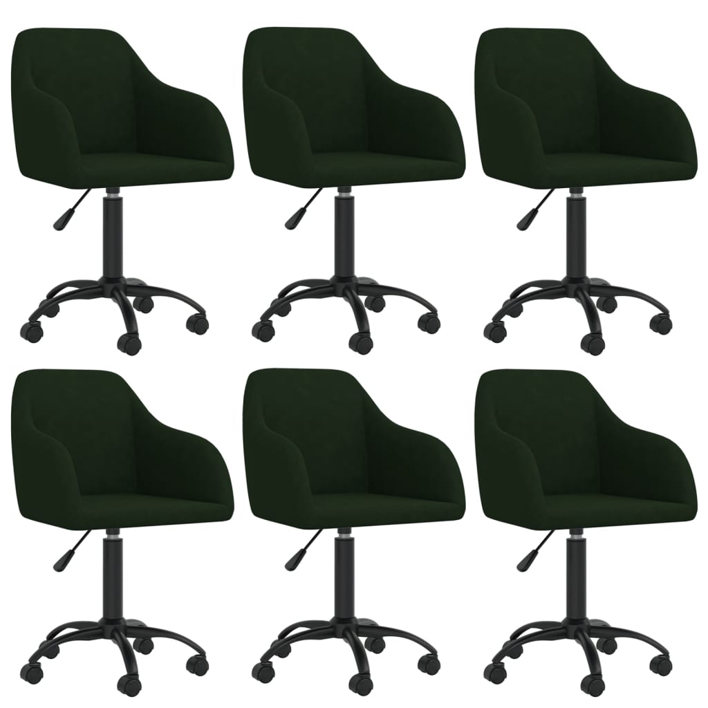 Cadeiras de jantar giratórias 6 pcs veludo verde-escuro