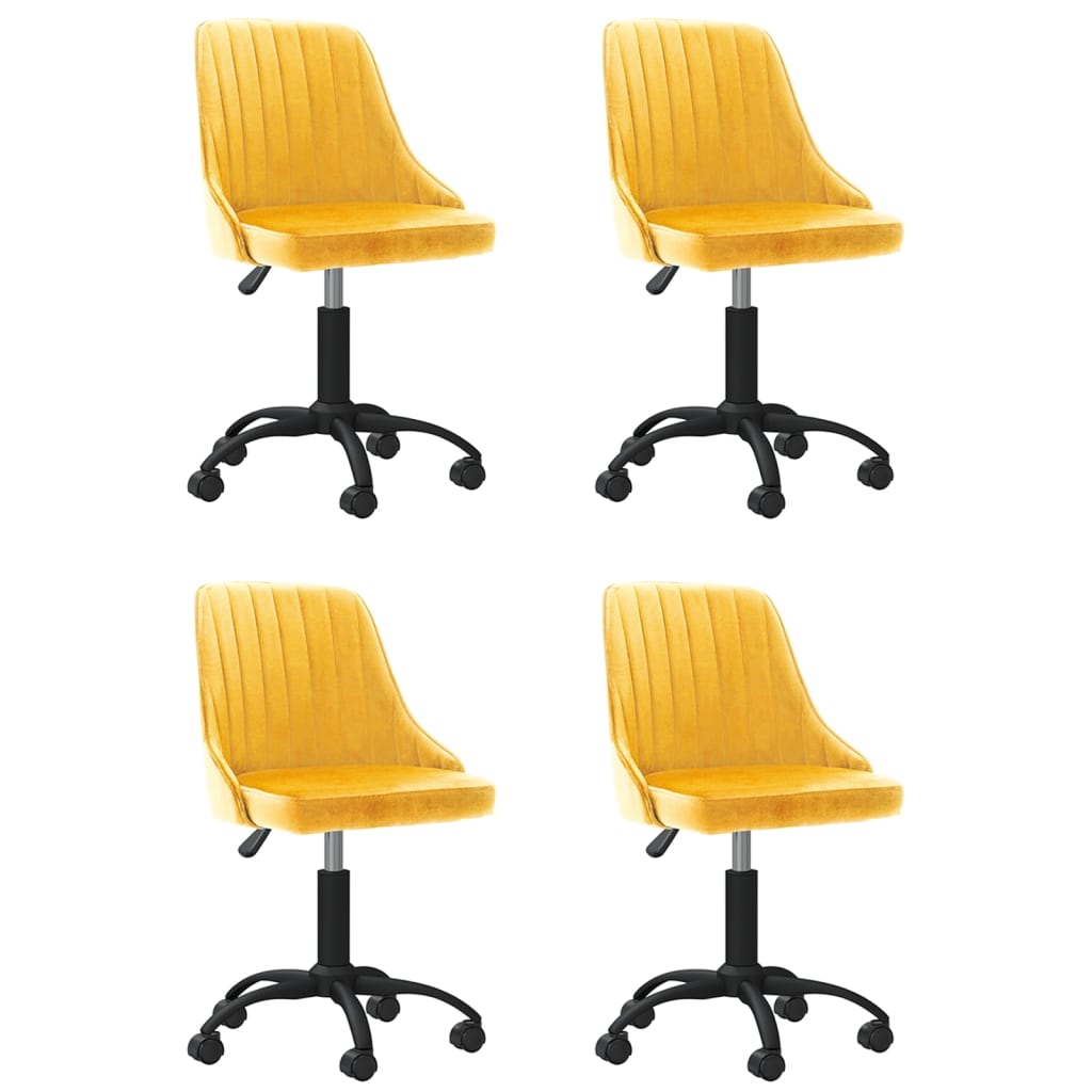 Otáčacie jedálenské stoličky 4 ks žlté zamatové