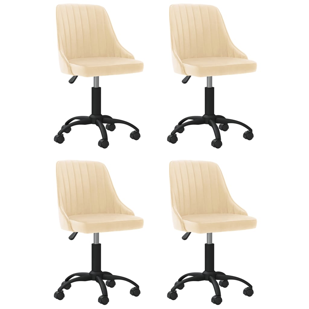 Chaises pivotantes à manger lot de 4 crème velours