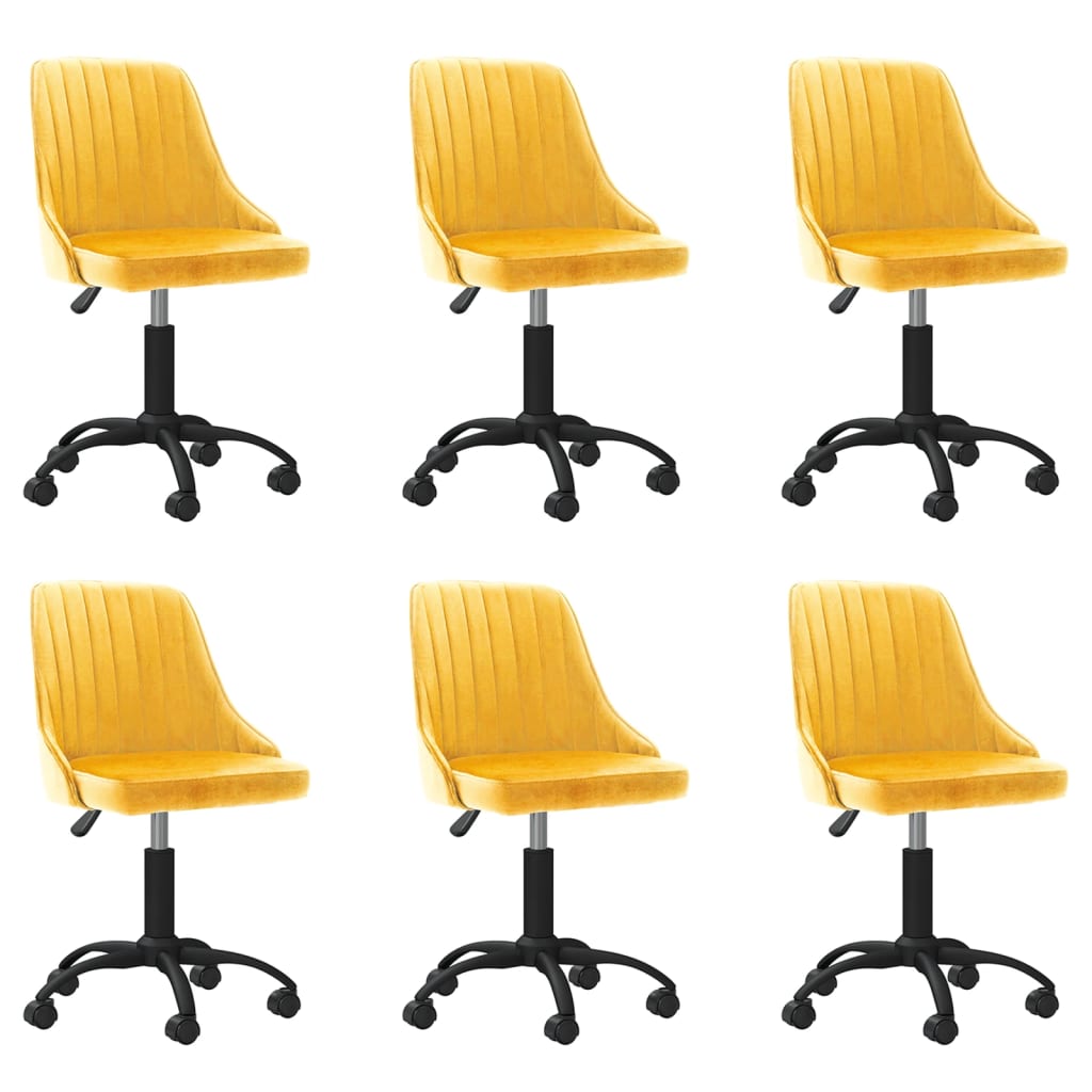 Otočné jedálenské stoličky 6 ks žlté zamatové
