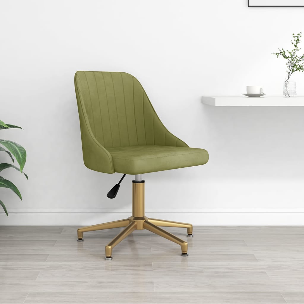 vidaXL Scaun de birou pivotant, verde deschis, catifea vidaXL imagine noua 2022