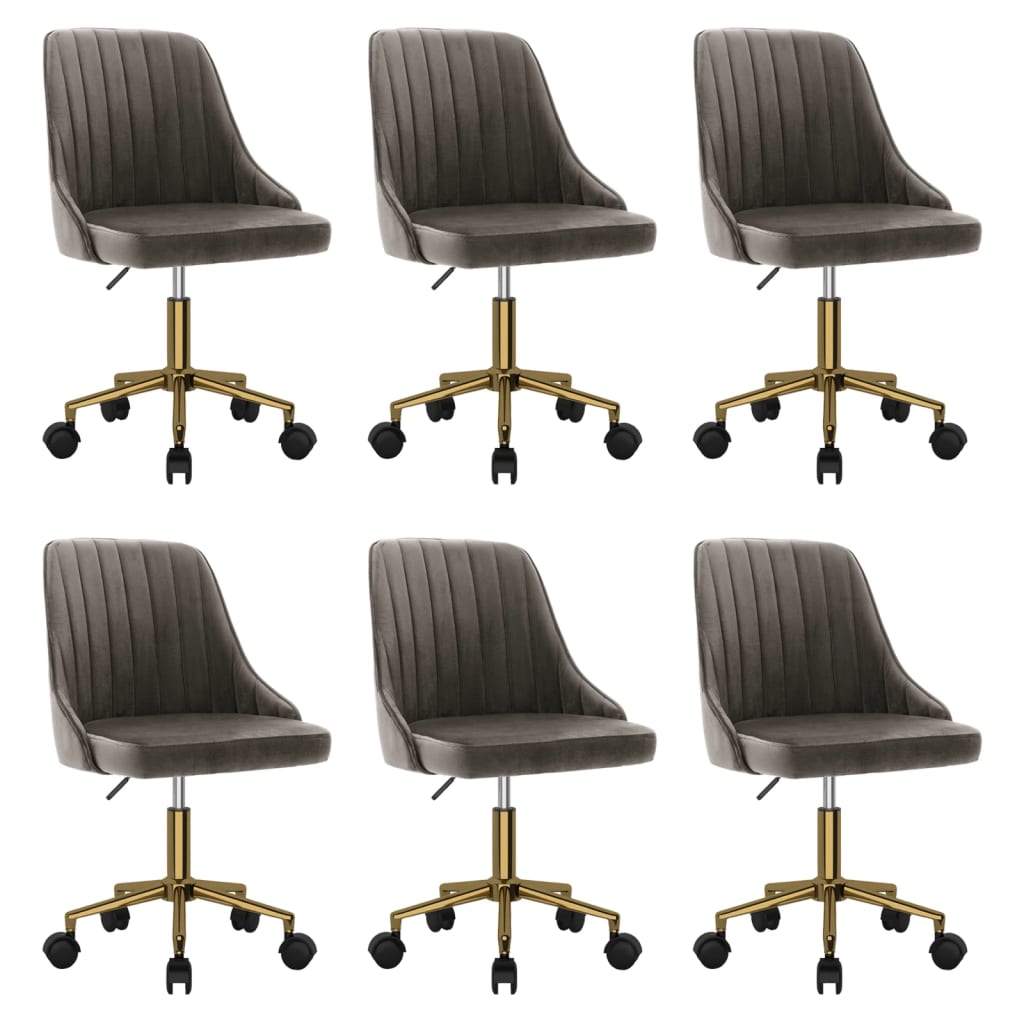 Chaises pivotantes à manger lot de 6 gris foncé velours
