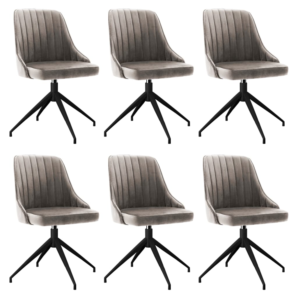 Jídelní židle 6 ks světle šedé samet