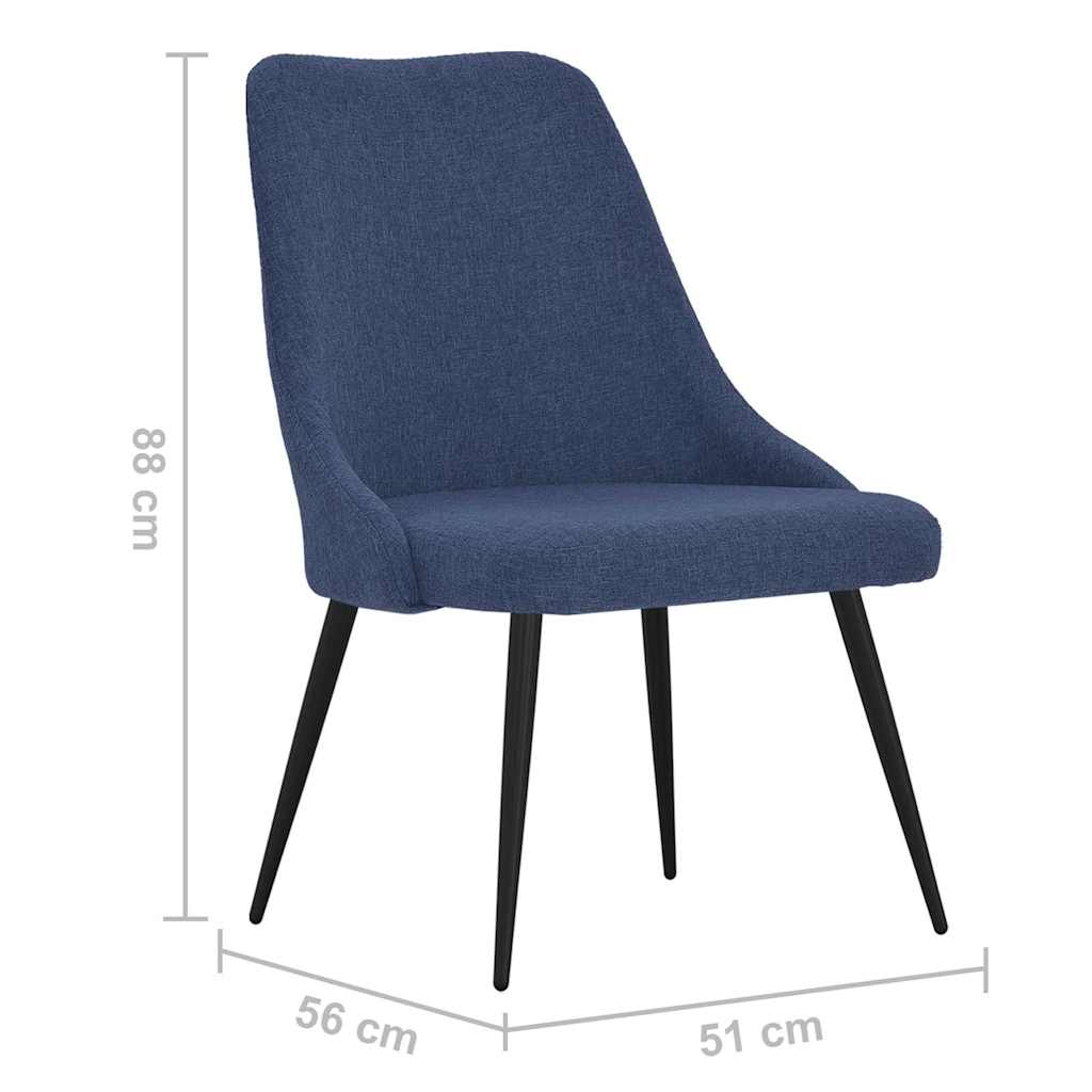 Jídelní židle 4 ks modré textil - obrázek 8