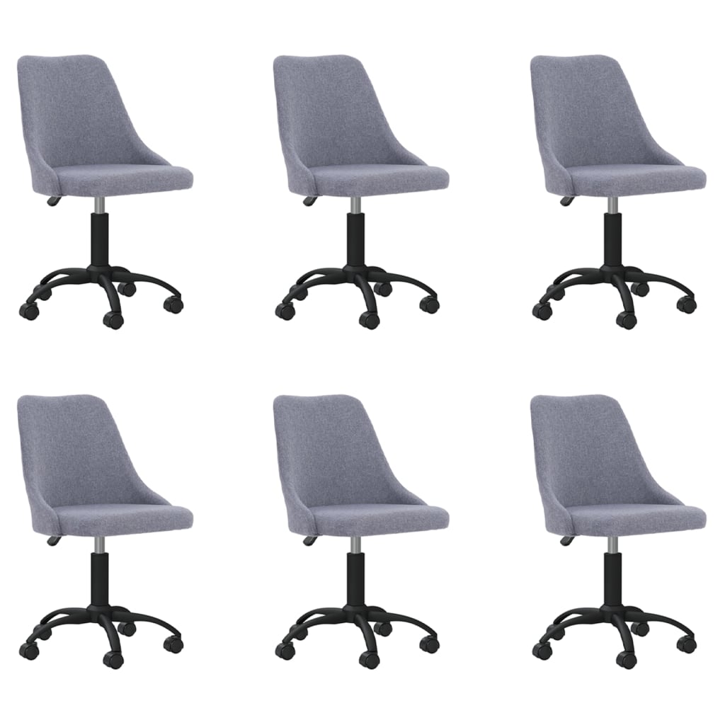 Chaises pivotantes à manger lot de 6 gris clair tissu