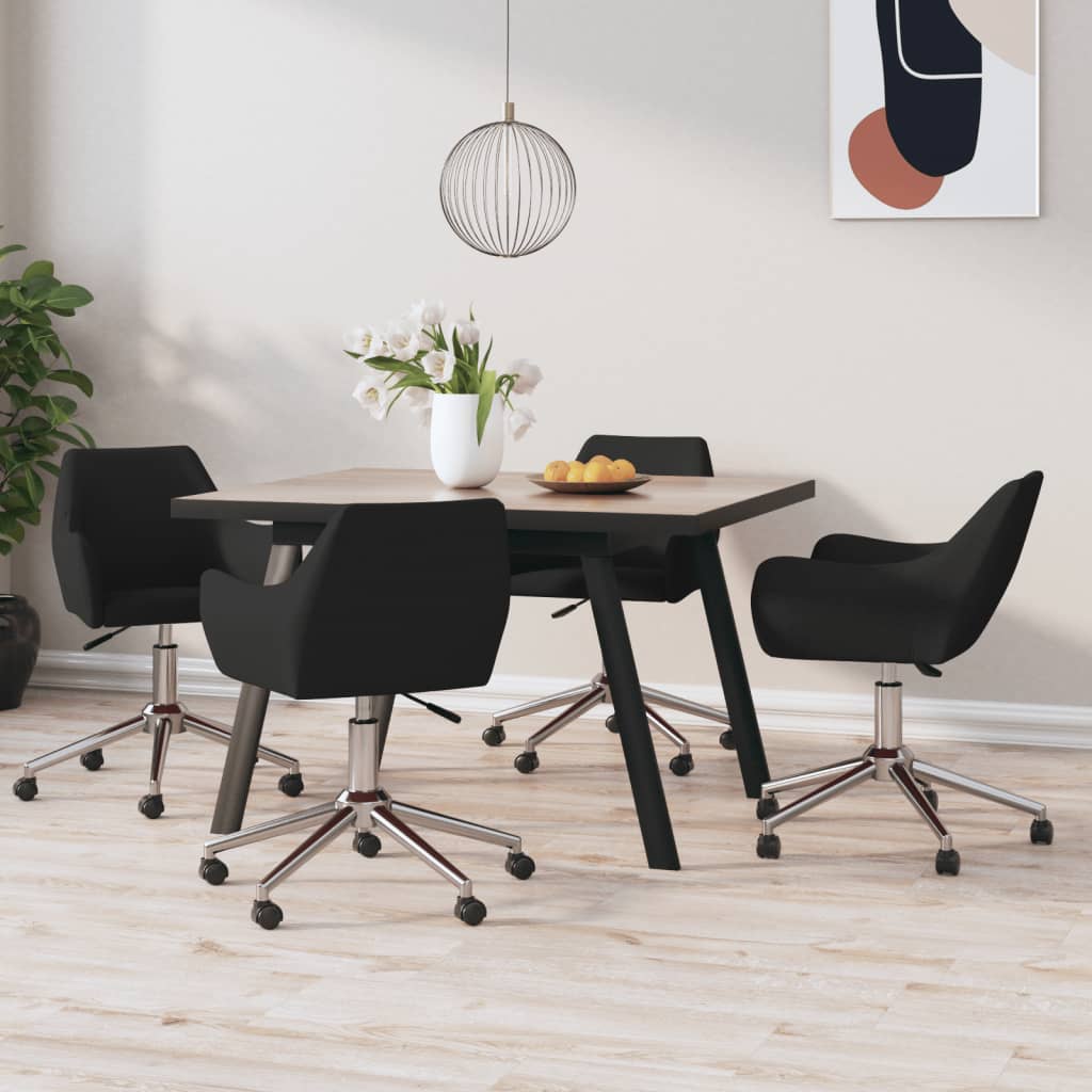 Chaises pivotantes à manger lot de 4 Noir Tissu
