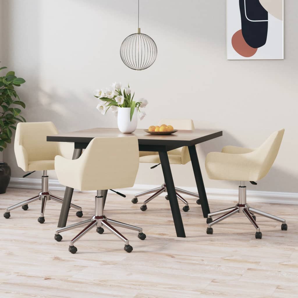 Chaises pivotantes à manger lot de 4 Crème Tissu