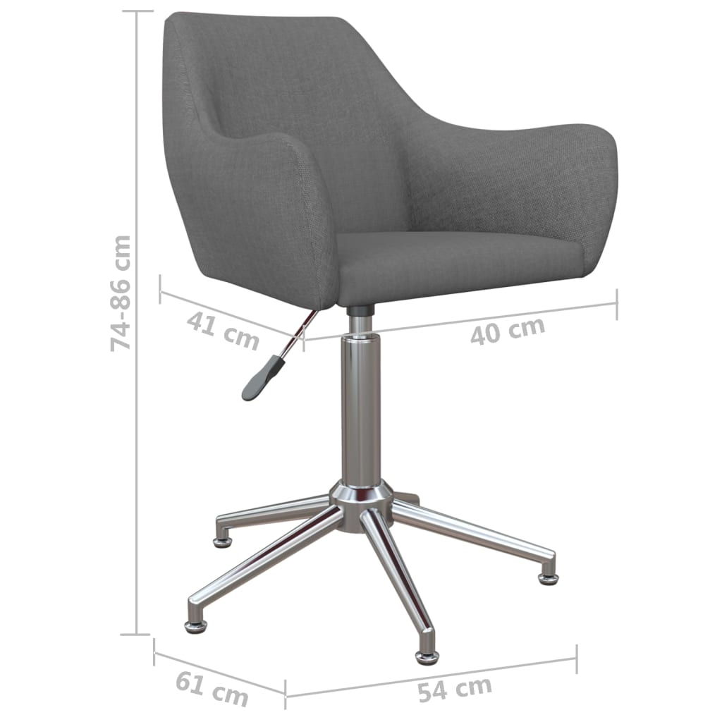 Въртящи се трапезни столове, 4 бр, светлосиви, текстил