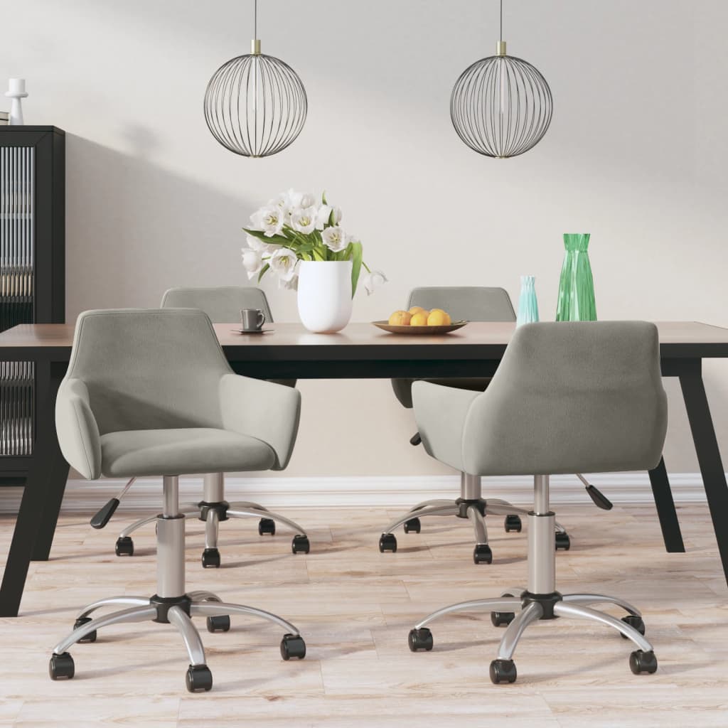 Chaises à dîner pivotantes 4 pcs Gris clair Velours