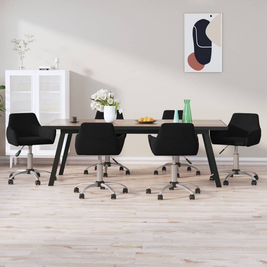 vidaXL Cadeiras de jantar giratórias 6 pcs veludo preto