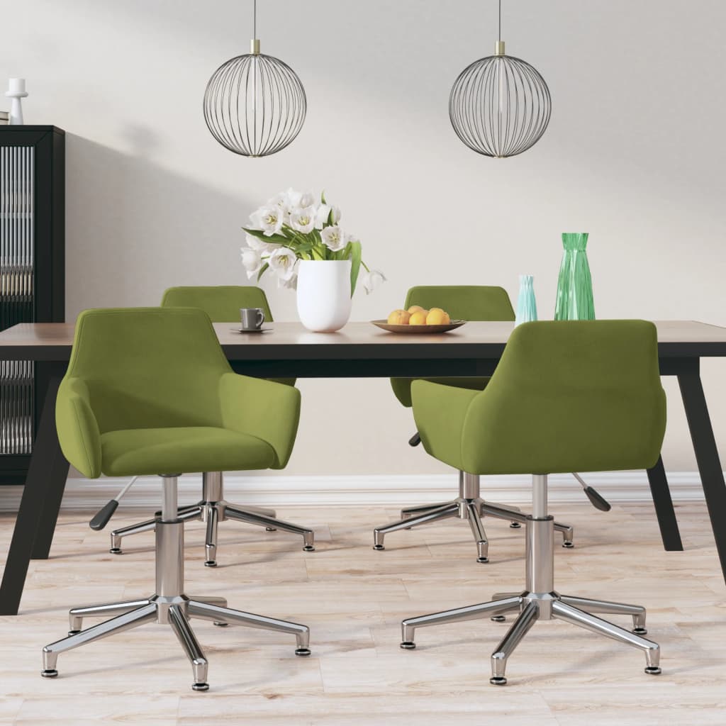 vidaXL Otočné jídelní židle 4 ks světle zelené samet
