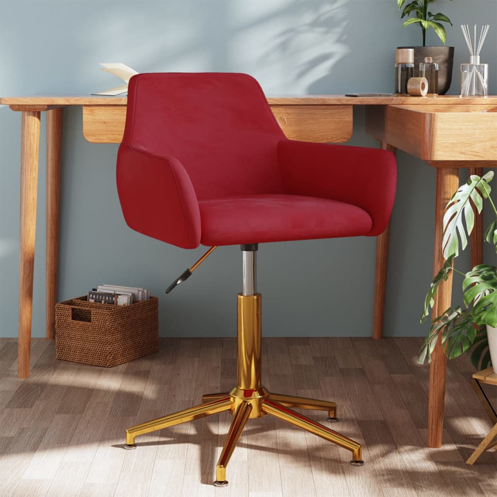 Chaise pivotante de bureau Rouge bordeaux Velours