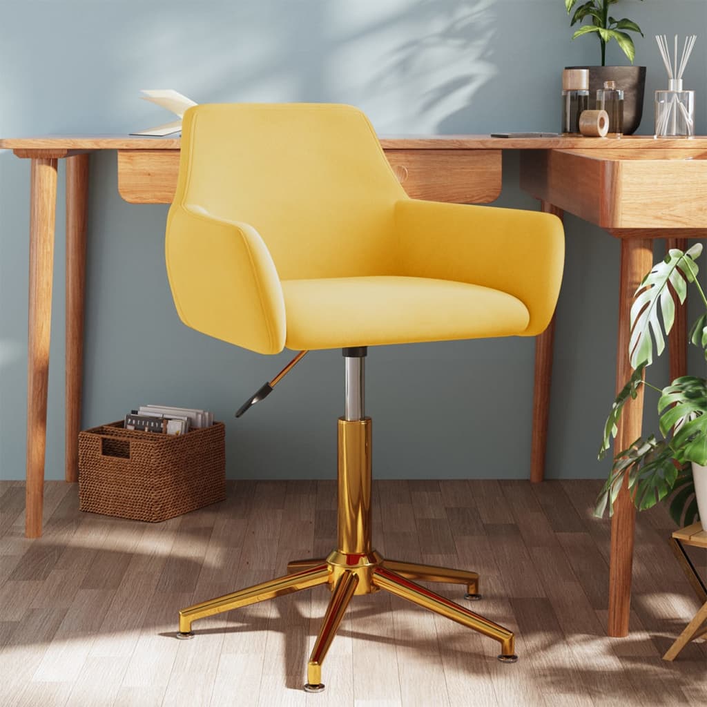 Pasukama biuro kėdė, geltonos spalvos, aksomas (331125)