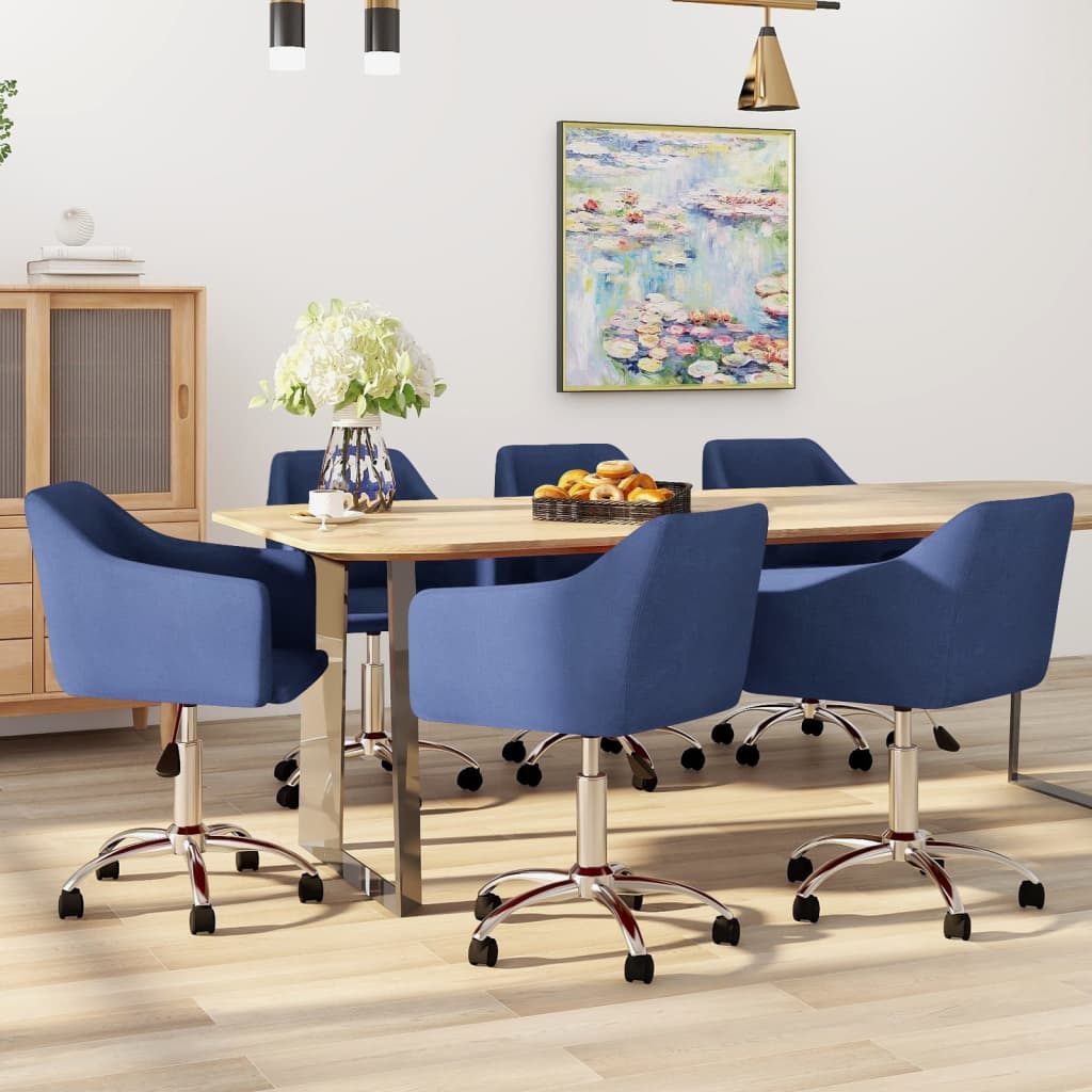 Otočné jídelní židle 6 ks modré textil