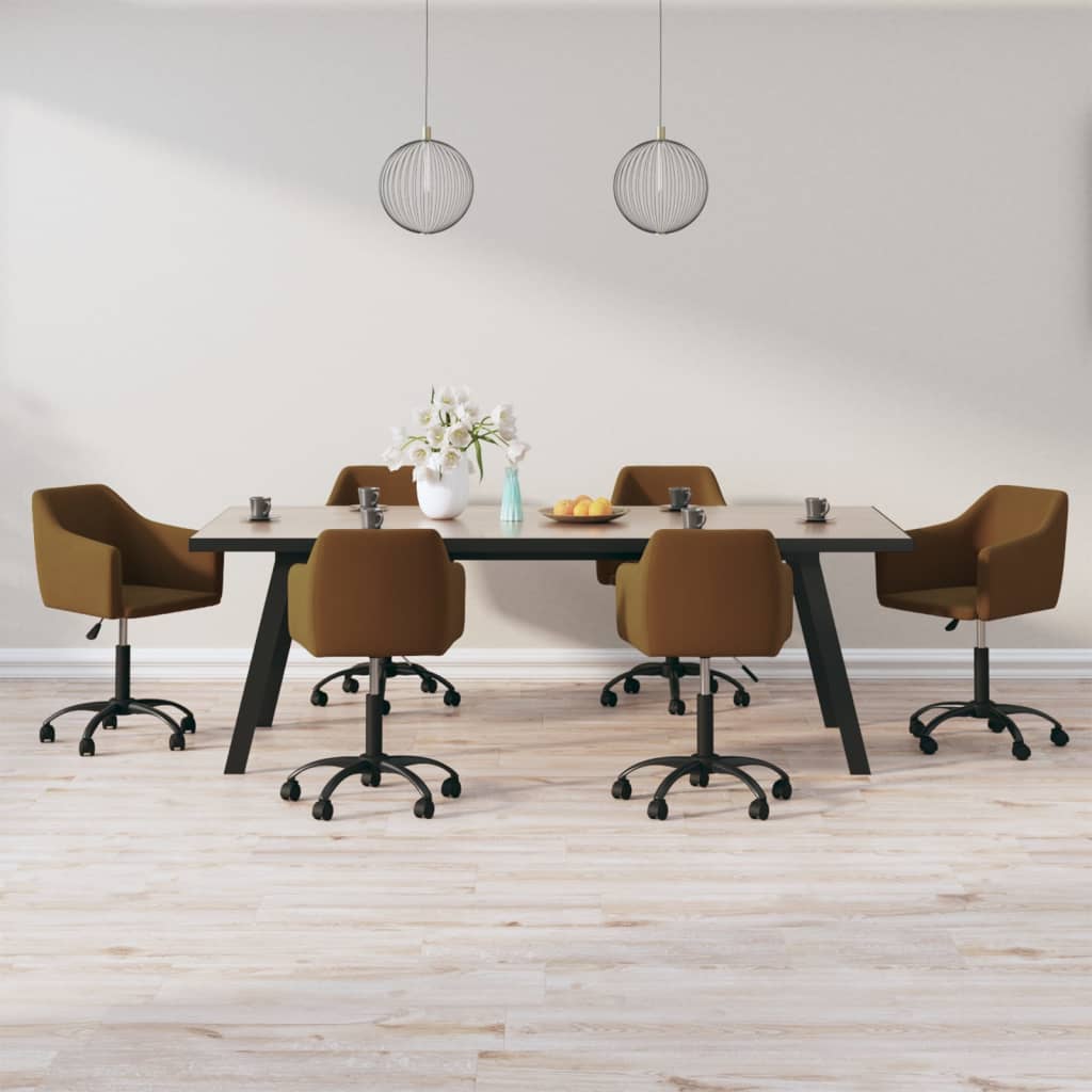 Chaises pivotantes à manger lot de 6 Marron Velours