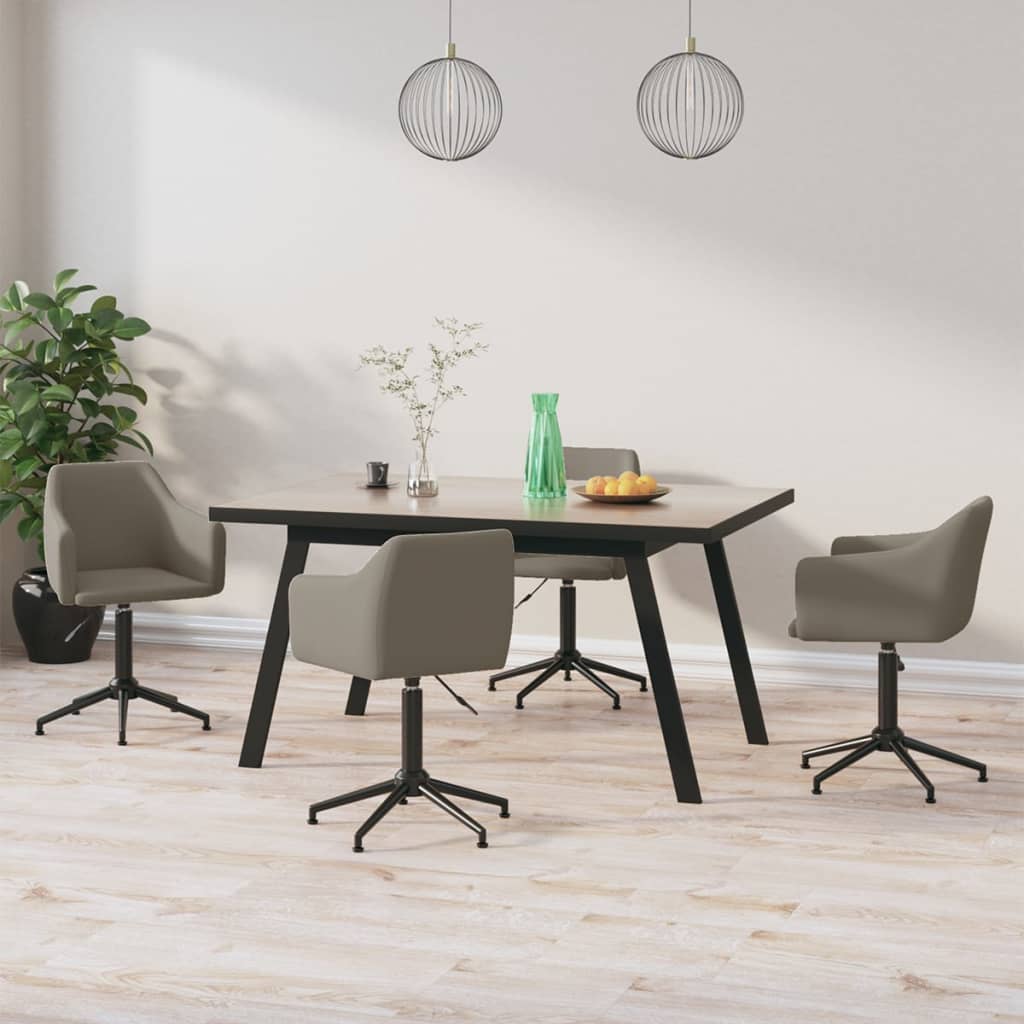 vida XL Esszimmerstühle 4 Stk. Drehbar Hellgrau Samt