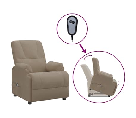 vidaXL Fotoliu rabatabil cu ridicare, gri taupe, piele &icirc;ntoarsă eco