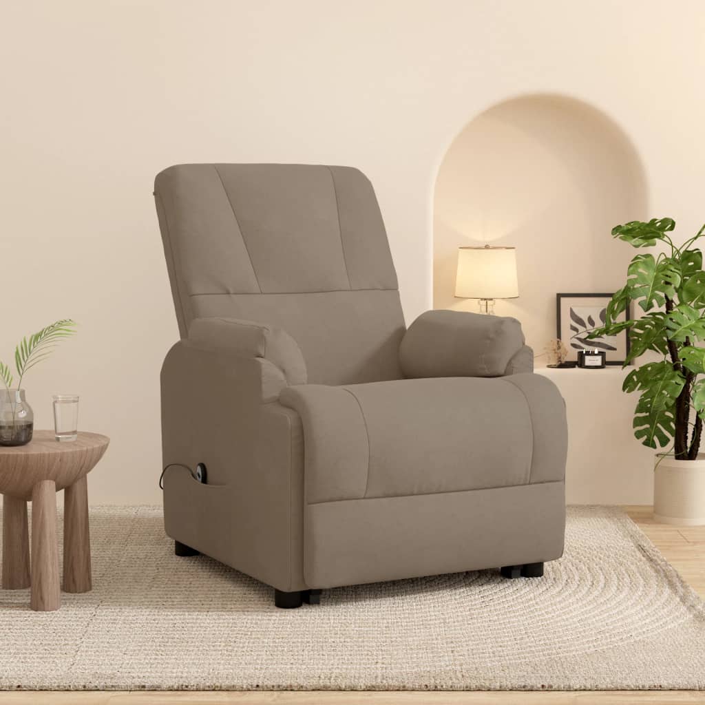 vidaXL Fotoliu rabatabil cu ridicare, gri taupe, piele întoarsă eco