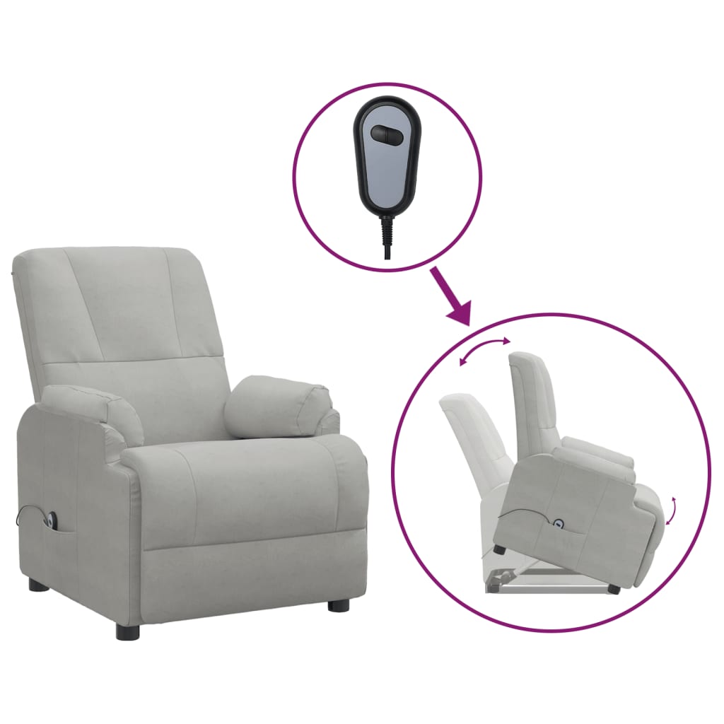 Thumbnail - vidaXL Relaxsessel mit Aufstehhilfe Hellgrau Wildleder-Optik