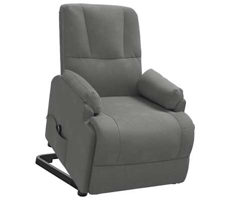 vidaXL Fotoliu rabatabil cu ridicare, gri &icirc;nchis, piele &icirc;ntoarsă eco