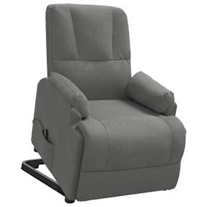 vidaXL Fotoliu rabatabil cu ridicare, gri &icirc;nchis, piele &icirc;ntoarsă eco