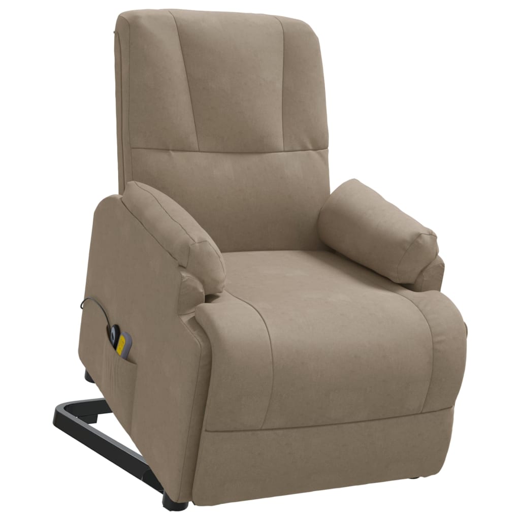vidaXL Sta-op-massagestoel kunstsuède taupe