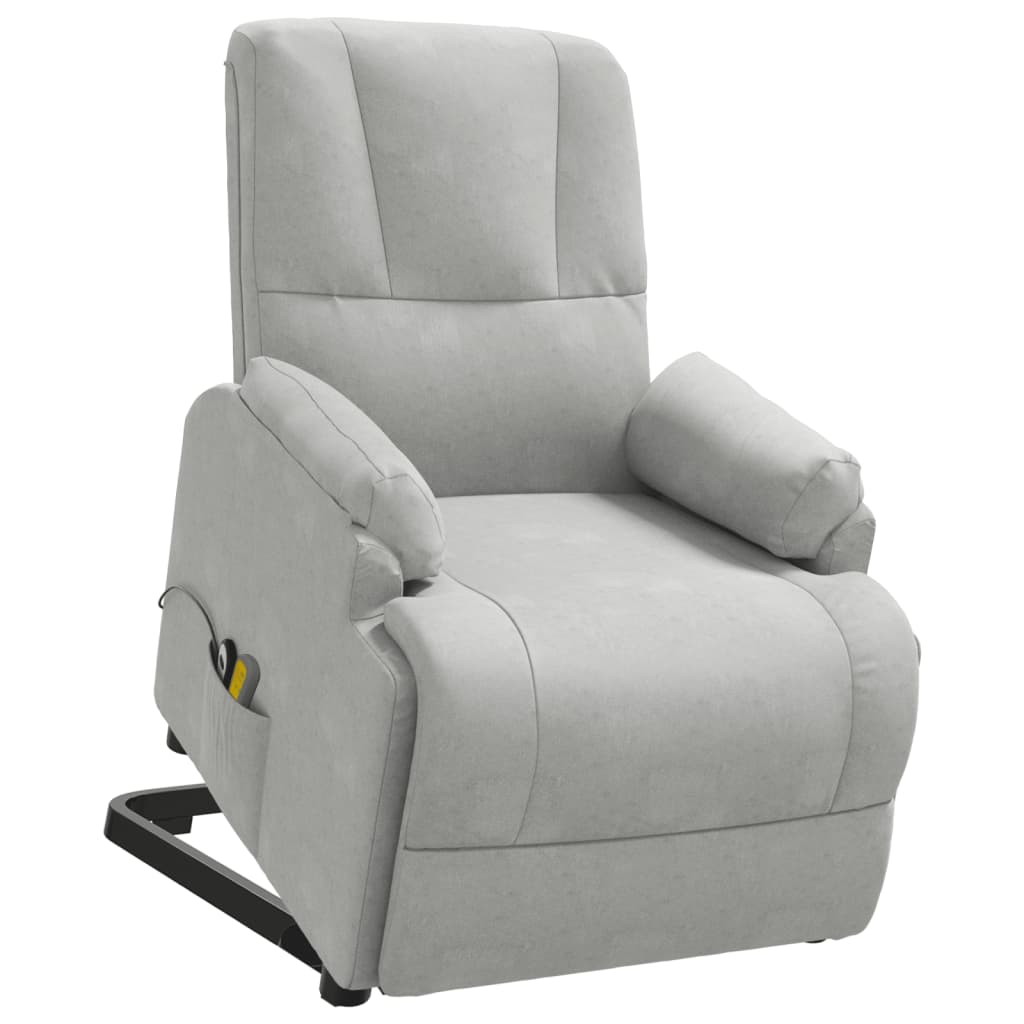 vidaXL Sta-op-massagestoel kunstsuède lichtgrijs