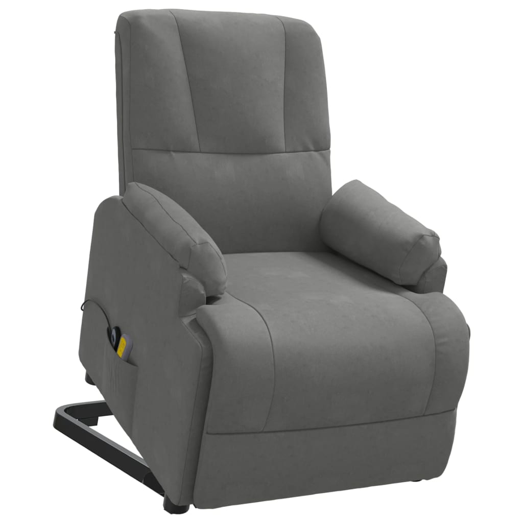 vidaXL Sta-op-massagestoel kunstsuède donkergrijs