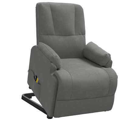 vidaXL Fotoliu masaj cu ridicare gri &icirc;nchis piele &icirc;ntoarsă ecologică