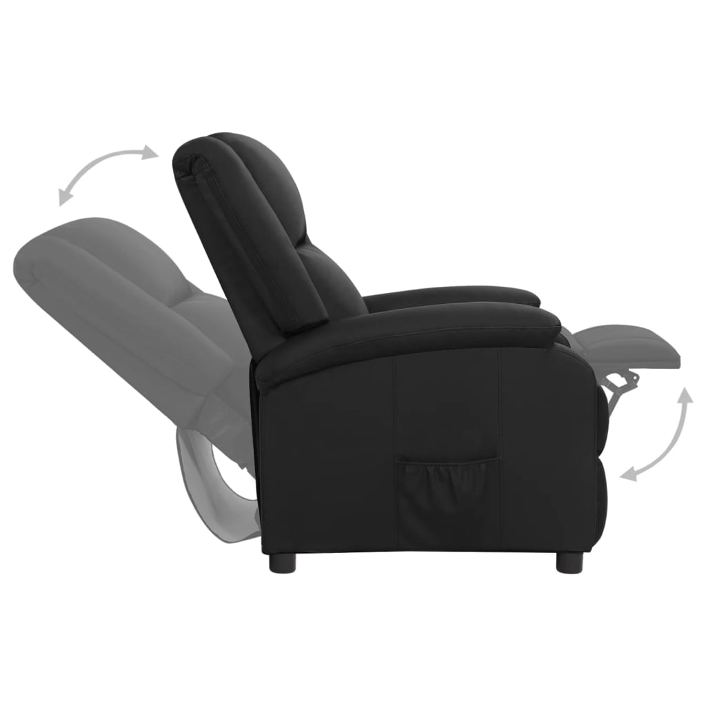 Fekete valódi bőr felállást segítő dönthető fotel 