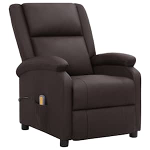 vidaXL Fauteuil de massage marron cuir véritable