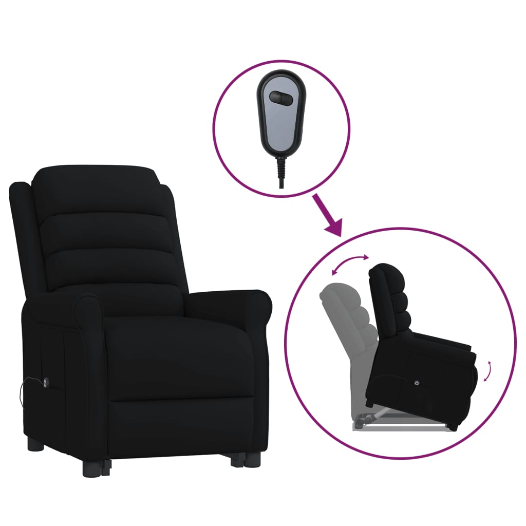 vidaXL Poltrona reclinável elevatória couro artificial preto