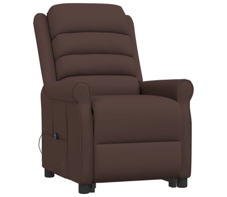 vidaXL Sillón elevable cuero sintético marrón