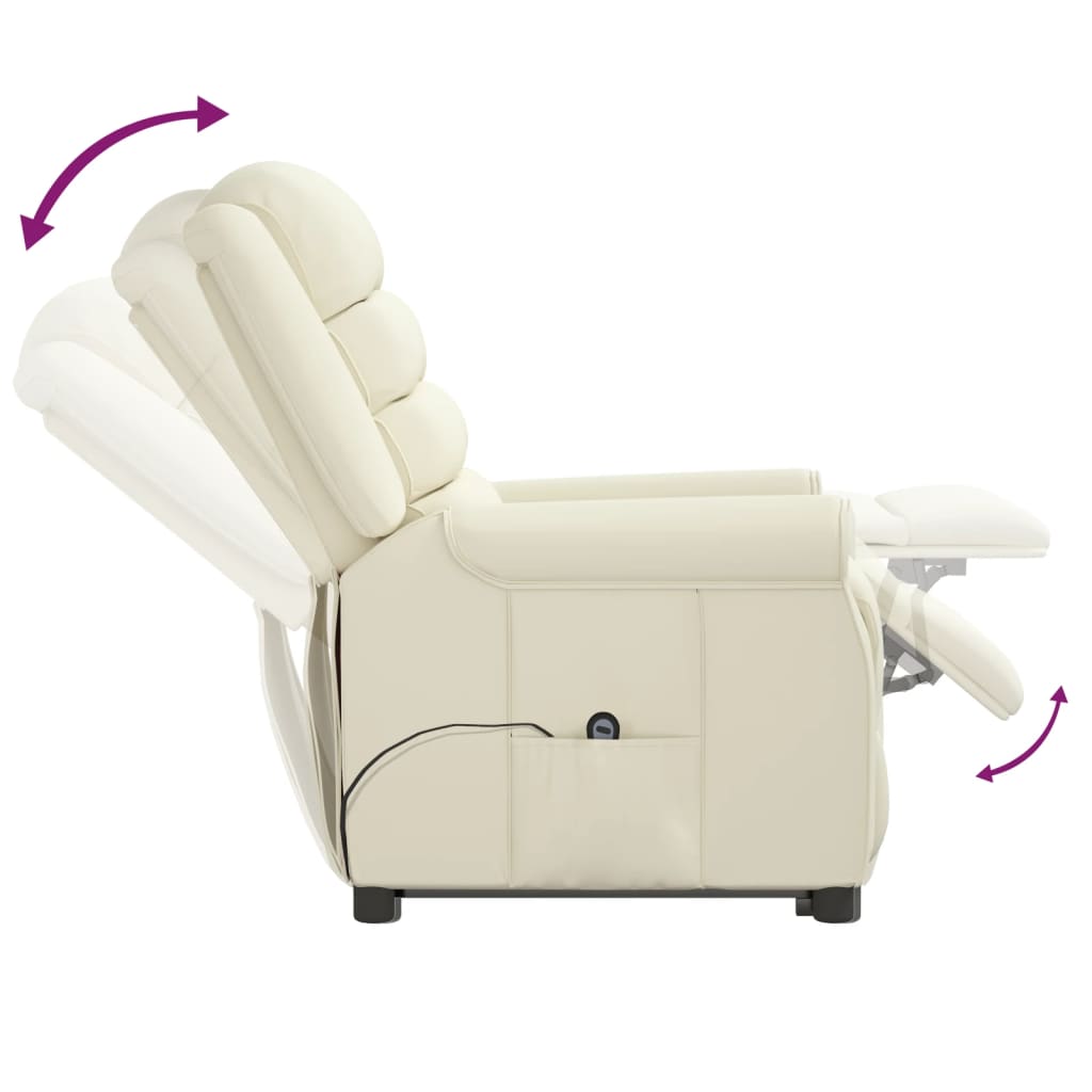 Krémszínű műbőr felállást segítő dönthető fotel 