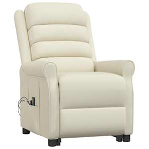 vidaXL Massagef&aring;t&ouml;lj med uppresningshj&auml;lp gr&auml;ddvit konstl&auml;der