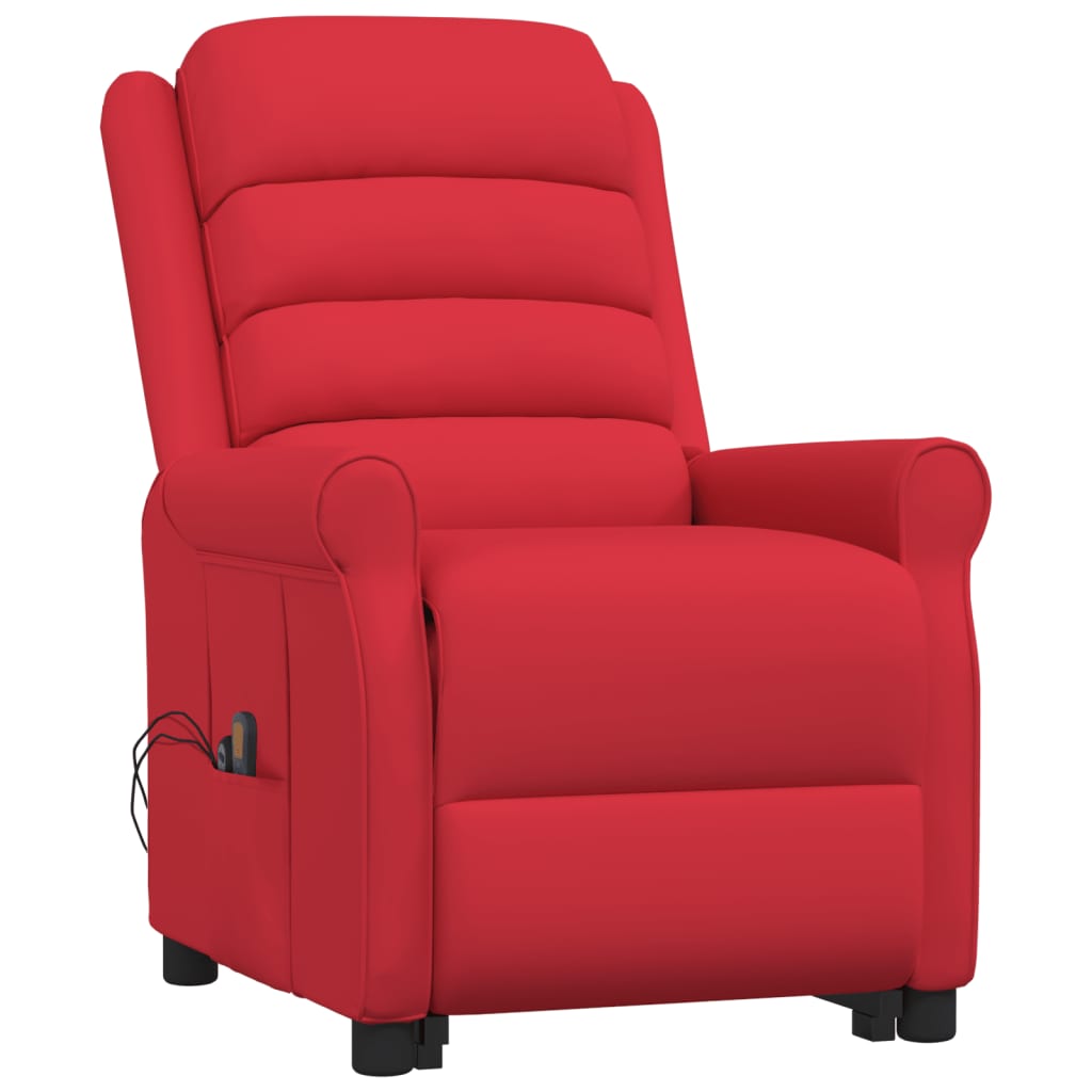 vidaXL Sillón de masaje elevable cuero sintético rojo