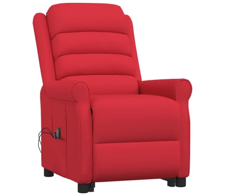 vidaXL Sillón de masaje elevable cuero sintético rojo