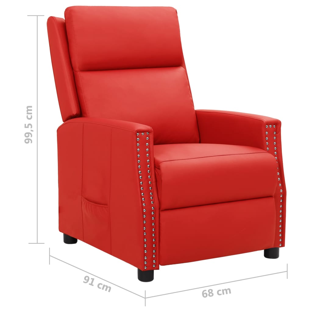 Piros műbőr felállást segítő dönthető fotel 