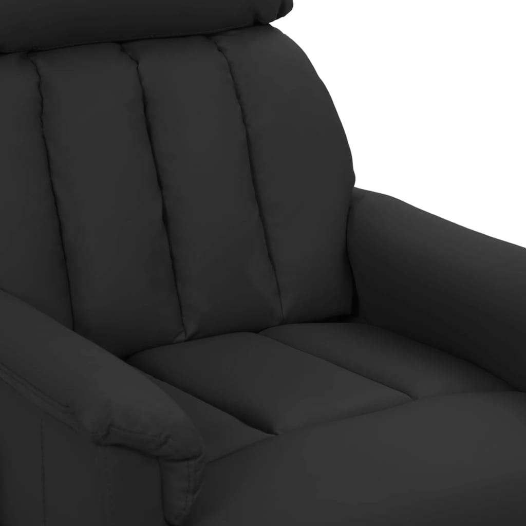 Fekete műbőr felállást segítő dönthető fotel 