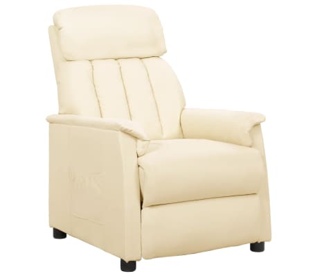 vidaXL Sillón elevable cuero sintético crema