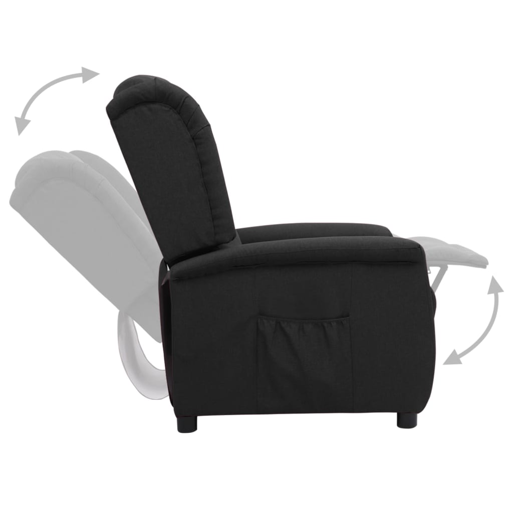Fekete szövet felállást segítő dönthető fotel 