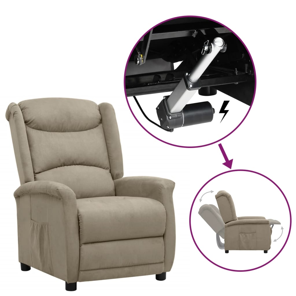 Világosszürke mikroszálas felállást segítő dönthető fotel 