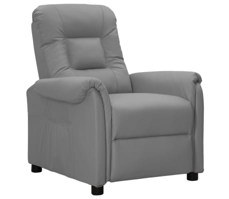 vidaXL Sillón elevable cuero sintético gris